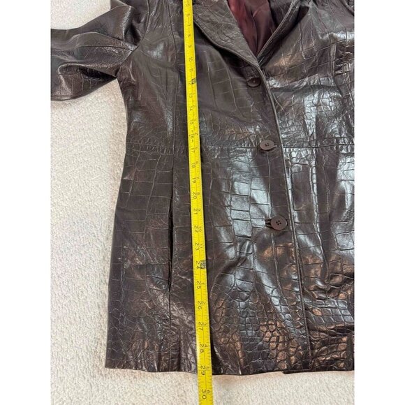 Shari's Place Womens Genuine Crocodile Leather Print USA Brown Blazer Jacket M - Picture 6 of 7